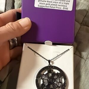 Elegant Black Onyx and Crystal Necklace